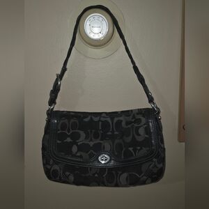 Coach Black Signature Chelsea Optic Canvas Shoulder Bag